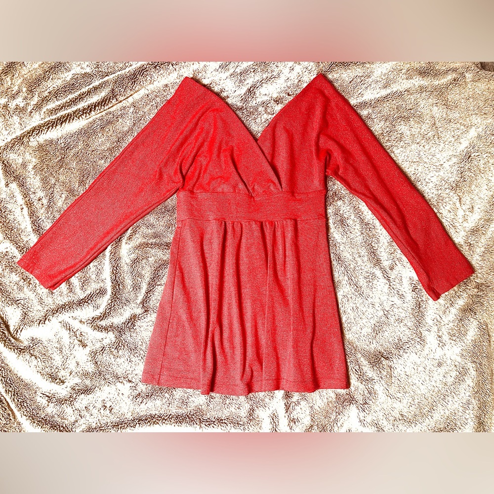 Elegant Michael Stars shine off should small Red Long Sleeve Top